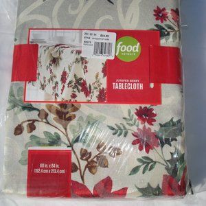 NEW 60" x 84" OBLONG Fabric Tablecloth FOOD NETWORK Christmas Winter Jun…